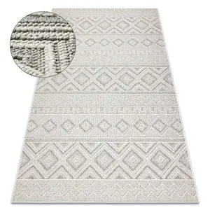 Carpet JERSEY 19234 grey - Rhombuses, structural, loop BOHO  140x190 cm