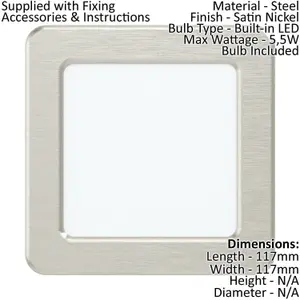 Wall / Ceiling Flush Downlight Satin Nickel Steel 5.5W Built in LED