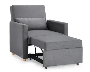 Ross Single Chair Sofa Bed Armchair Sleeper Grey Fabric Chaise Pull Out Sofa Bed