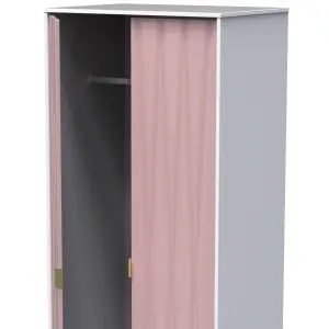 Ready assembled Matt Pink & white Double Wardrobe (H)1970mm (W)740mm (D)530mm