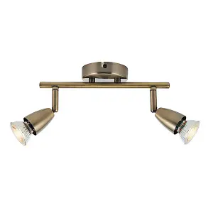 Luminosa Amalfi Adjustable 2 Light Spotlight Antique Brass, GU10