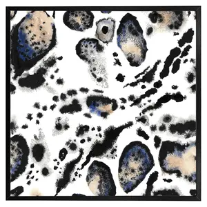 Leopard print with blue (Picutre Frame) / 20x20" / White