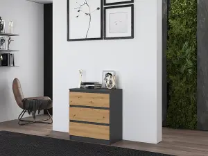 M3 Malwa Chest of Drawers Anthracite Artisan Oak