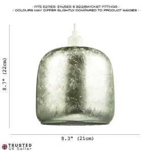 Modern Matte Silver Foil Wrap Print Glass Pendant Light Shade with Chunky Body