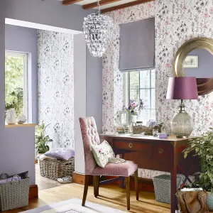 Laura Ashley Pale iris Wild meadow Smooth Wallpaper Sample