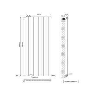 Rinse Bathrooms Vertical Radiators 1600x680mm Flat Panel Column Designer Radiator White Single Radiators Central Heating