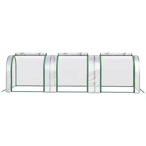 Outsunny Tunnel Greenhouse Steel Frame for Garden w/ Zipper Doors