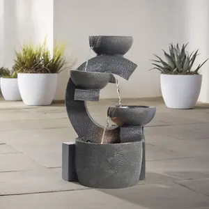 Outdoor Rockery garden fountain water feature Electric with Light 47cm H