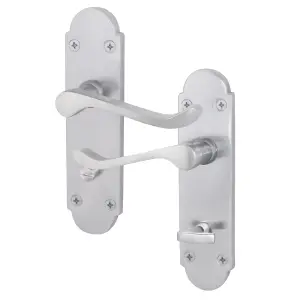 AFIT Satin Chrome Bathroom Door Handles - Victorian Scroll Shaped - 1 Pair of Internal Door Handles