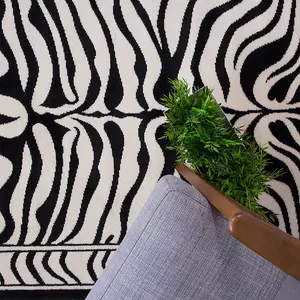 Black White Zebra Print Living Room Rug 190x280cm