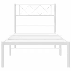 Berkfield Metal Bed Frame with Headboard White 90x190 cm 3FT Single