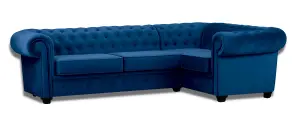 Chesterfield Style Mariot Corner Sofa Blue French Velvet (Right Hand Corner)