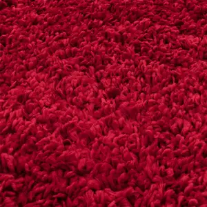 Red Modern Shaggy Easy to Clean Plain Rug for Living Room, Dining Room, Bedroom - 80cm X 150cm