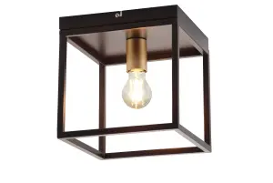 GoodHome Industrial Matt Metal Bronze effect LED Ceiling light