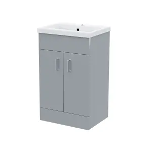 Nes Home Nanuya 500mm Grey Floor Standing Vanity with 2 Doors & Basin Flat Pack