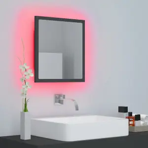 Berkfield LED Bathroom Mirror Grey 40x8.5x37 cm Engineered Wood