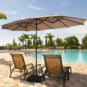 Costway 4.5M Double-Sided Patio Umbrella Extra-Large Market Umbrella w/ Base