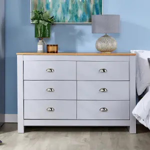 Home Source Camden 6 Drawer Chest Grey