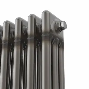 Right Radiators 1500x382 mm Vertical Traditional 3 Column Cast Iron Style Radiator Raw Metal