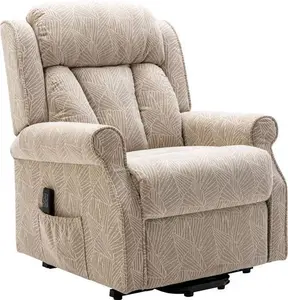 The Darwin - Dual Motor Riser Recliner Mobility Arm Chair In Cream Brushstroke Fabric