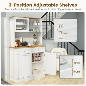 Costway Kitchen Buffet Freestanding Kitchen Pantry Storage Cabinet Cupboard w/ 4 Doors