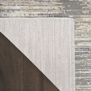 Grey Gold Modern Abstract Easy To Clean Living Room Bedroom & Dining Room Rug-76cm X 122cm