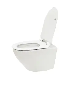 Top Ceramics White Round Wall Hung Rimless Toilet with Soft Close Seat and 1.12m Cistern Frame