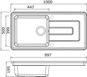 Alto Ceramic Kitchen Sink 1 Bowl & Drainer - Reversible - ALT1010 + WKIT1