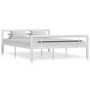 Berkfield Bed Frame White and Black Metal 120x200 cm