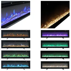 Electric Fire Wall Mounted Wall Inset or Freestanding Fireplace Heater 12 Flame Colors Adjustable 40 Inch