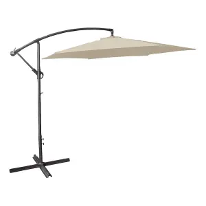 GardenKraft 14810 3m Beige Outdoor Cantilever Banana Garden Parasol