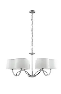 Luminosa Astoria Chandelier 6 Light, Chrome, White, E27