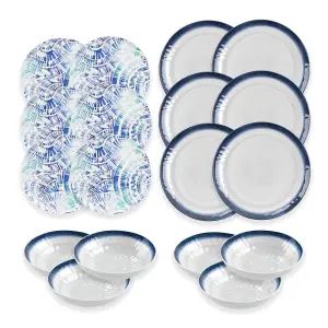 Purely Home Coastal 18 Piece Melamine Dinnerware Set for 6