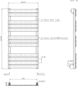 Rinse Flat Panel Chrome Towel Radiator Bathroom Heated Towel Rail 1200x600mm