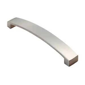 Flat Curved Bow Pull Handle 238 x 25mm 224mm Fixing Centres Satin Nickel