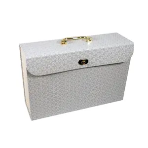 Geometric 19 Pocket Expanding Box File with Gold Handle & Toggle Closure - A4 Document Paper Holder Filling Organiser Folder