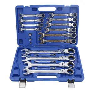 Metric Flexi Headed Ratchet Combination Spanner Wrench 8mm-32mm 20pc Set