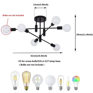 Garwarm 6-Light Vintage Metal Chandelier for Living Room Bedroom Dining Room