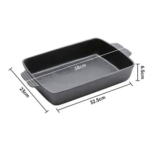 Black Rectangular Cast Iron Baking Pan