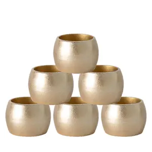 Metallic Napkin Rings - Gold - 4.5cm - Pack of 6 - Decorative Napkin Holder by Harbour Housewares