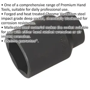 High-Quality 40mm Forged Deep Impact Socket - 1/2 Inch Drive Chromoly Steel Tool