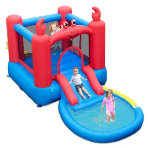 Costway Inflatable Bounce House Red Crab-themed Water Slide Park Bouncy Castle