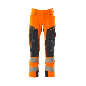 Mascot Accelerate Safe Trousers with Kneepad Pockets - Hi-Vis Orange/Dark Navy   (38.5) (Leg Length - Regular)