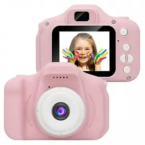 Pink Kids Mini Selfie Video Camera Safe Durable Shockproof with Non-toxic Plastic Material