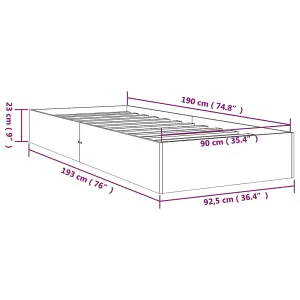 Berkfield Bed Frame White Solid Wood 90x190 cm Single