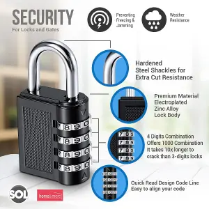 4 Digit Combination Padlock with Code, Locker Padlocks, Padlock for Gym Locker, Coded Padlock, Pad Lock, Suitcase Lock