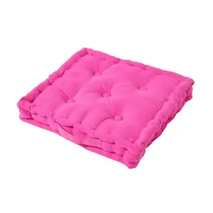 Homescapes Cotton Hot Pink Floor Cushion, 40 x 40 cm