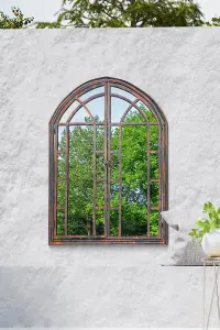 MirrorOutlet Chelsea Metal Arch shaped Decorative Window opening Garden Mirror 78cm X 61cm