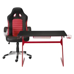 Thunya Black & red Gaming Office chair (H)1280mm (W)660mm (D)670mm