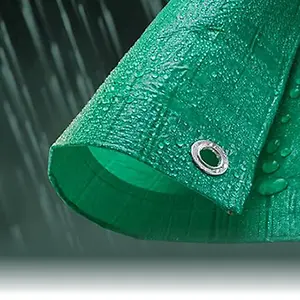 2.7M x 3.5M ECONOMY GREEN WATERPROOF TARPAULIN SHEET TARP COVER WITH EYELETS